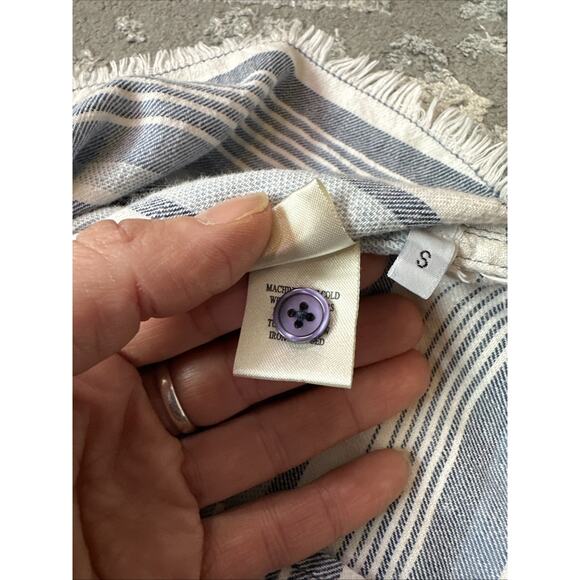 Dylan Sundance Womens Button Up Shirt Blue Stripe Raw Hem Collared LS Size Small - Picture 8 of 8